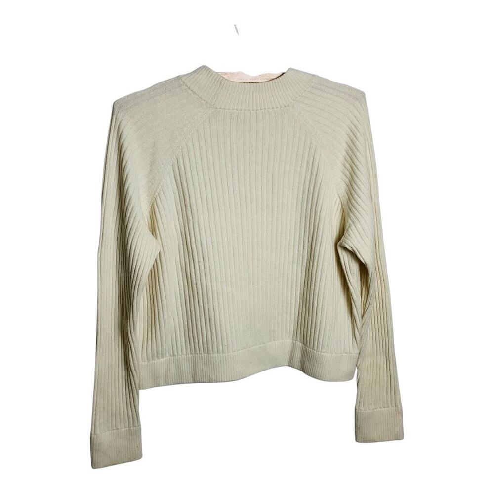 FRAME Off White Merino Wool Cable Knit Cropped Sweater Size XS Fisherman